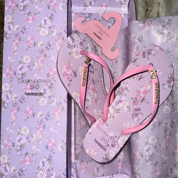 Havaianas Shoes - Havaianas Women’s Pink Floral Flip Flops - LoveShackFancy Edition
